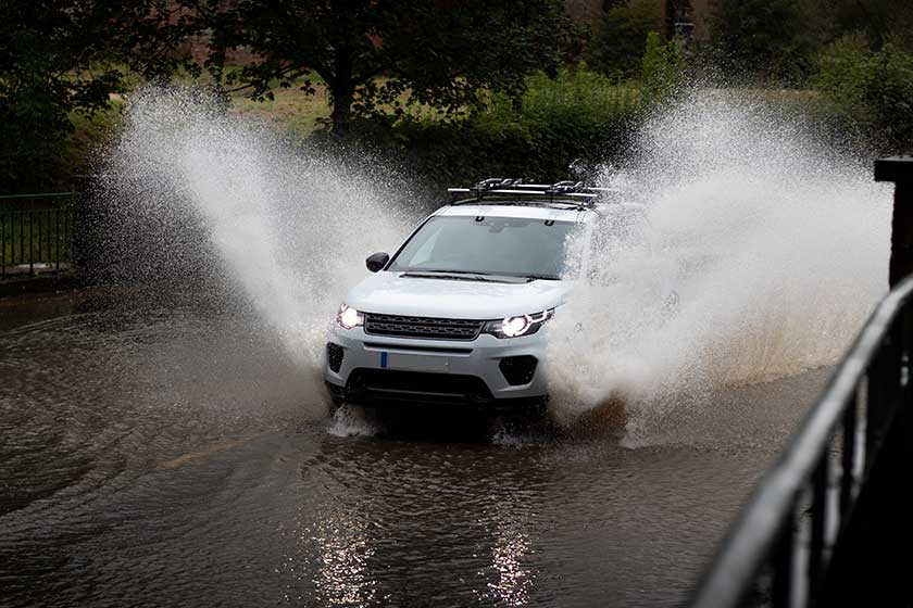 Car at water crossing