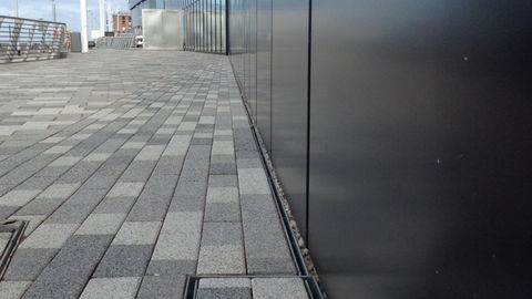 RECYFIX SLOTTED CHANNEL drains the exhibition centre in Liverpool view of the dock side